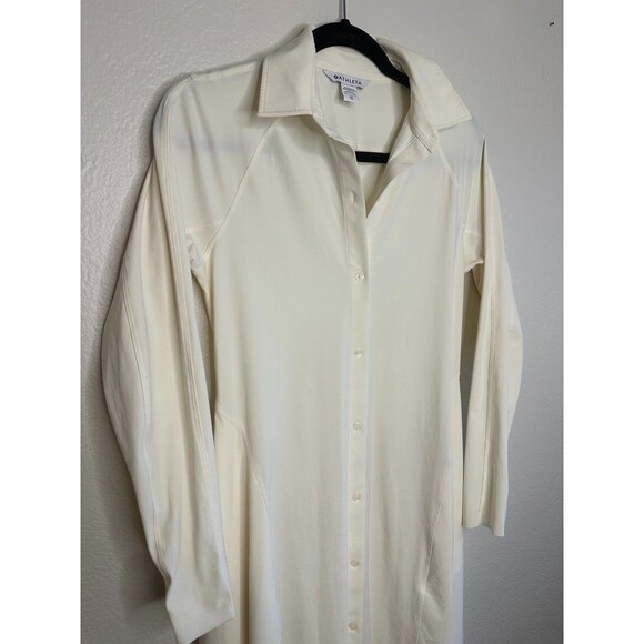 Athleta Cosmic Layer Dress XS White Cream Long Sleeve Button Down 534776 - Picture 4 of 8